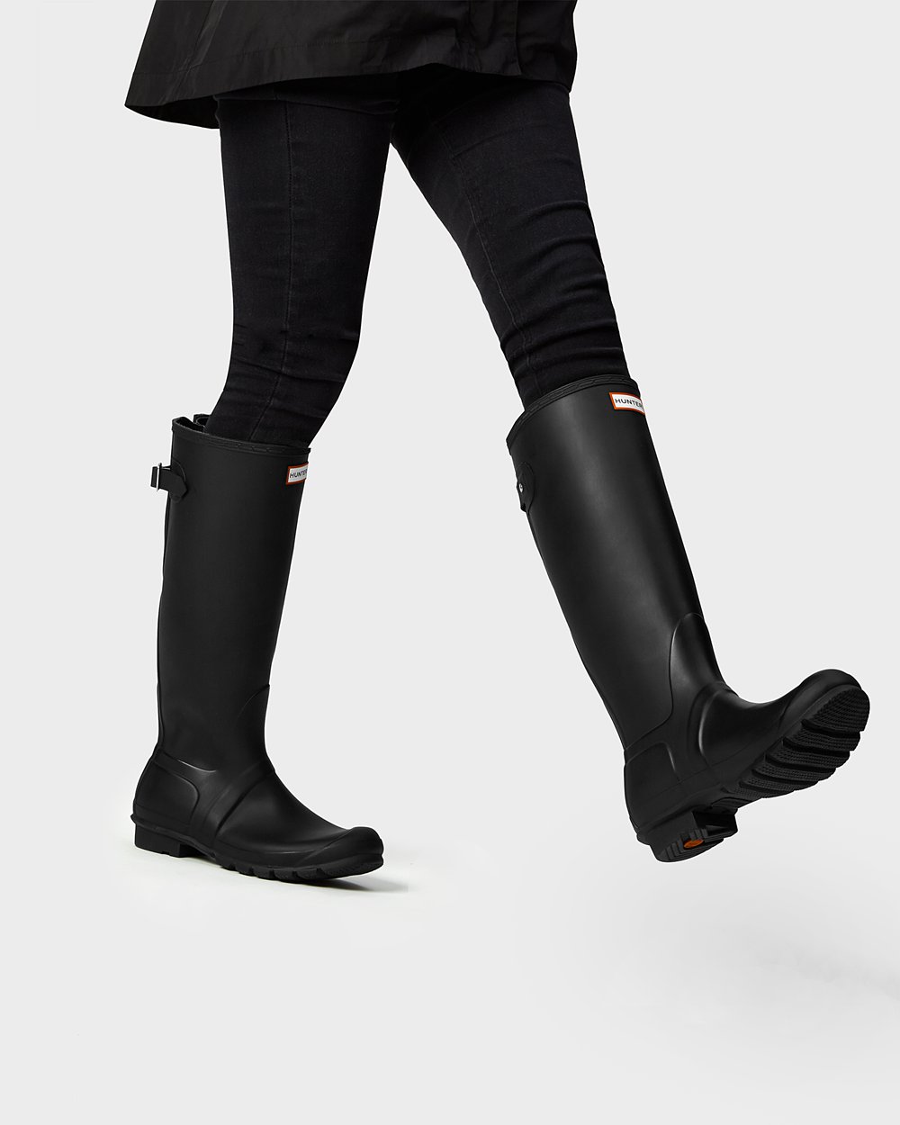 Womens Hunter Tall Rain Boots Black - Original Back Adjustable - 7894205-BK